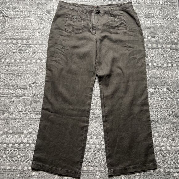 Tommy Bahama Pants - Tommy Bahama Relax Two Palms High Rise Linen Wide Leg Pants Size 16 Charcoal NWT